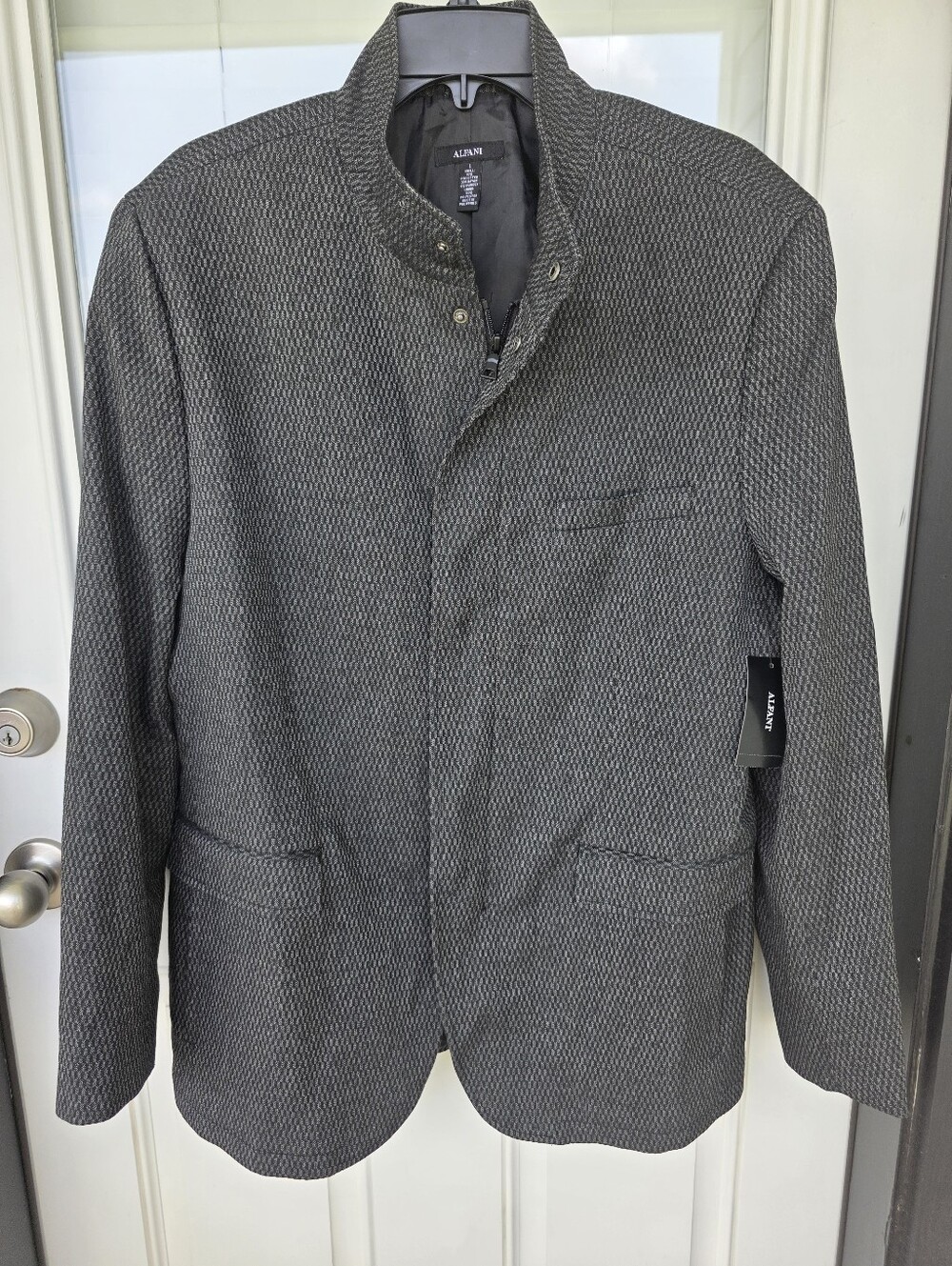 NWT Alfani $139.50 Gray Textured Sport Coat Jacket Large Modern Stretch Blazer - Picture 4 of 12